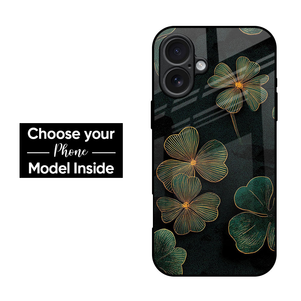 Elegant Gold Bloom Glass Case