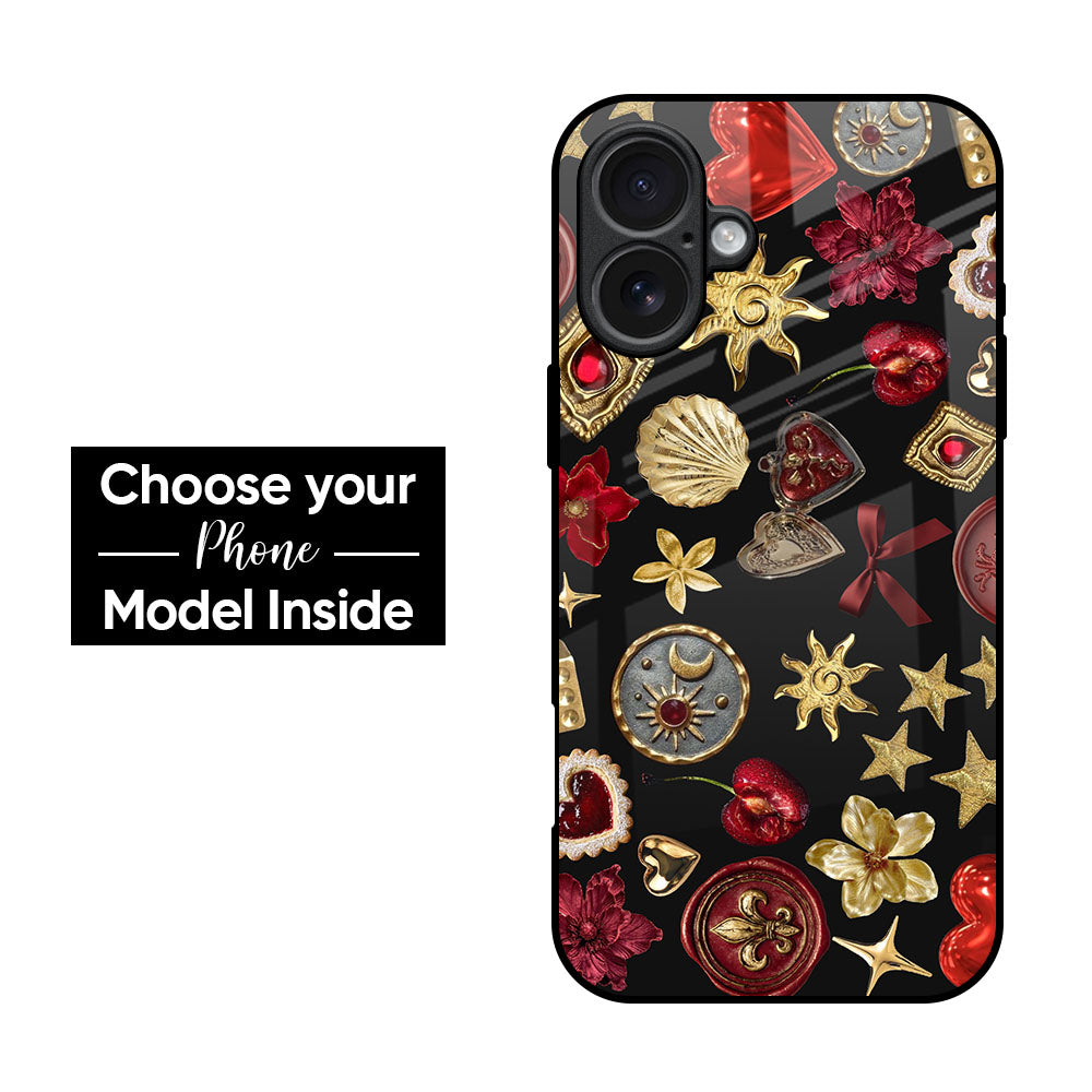Golden Celestial Icons Glass Case
