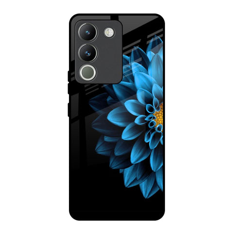 Half Blue Flower Vivo Y200 5G Glass Back Cover Online