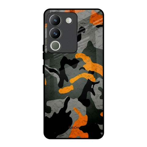 Camouflage Orange Vivo Y200 5G Glass Back Cover Online