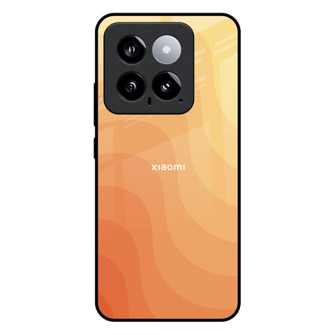 Orange Curve Pattern Mi 14 Glass Back Cover Online