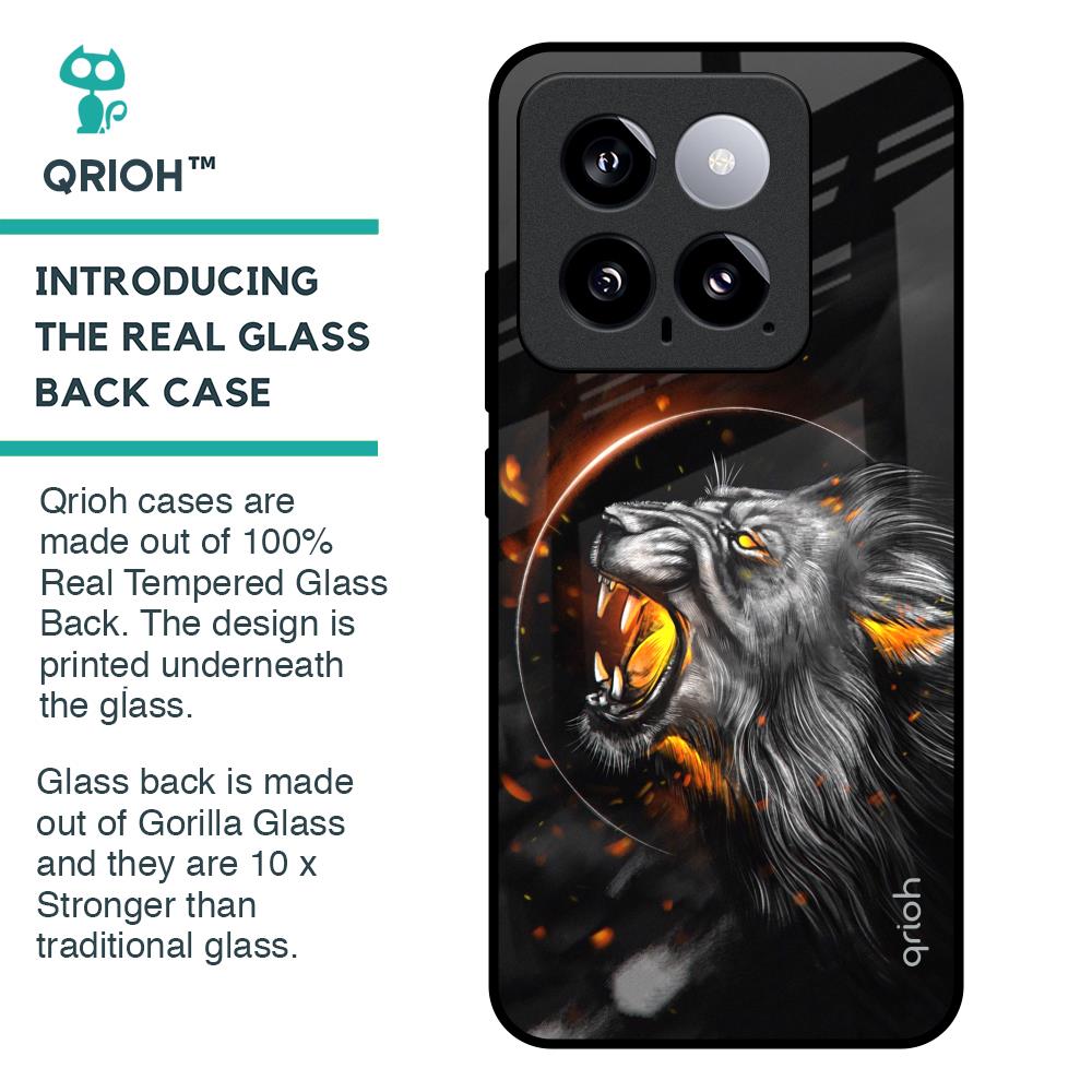 Aggressive Lion Glass Case for Mi 14