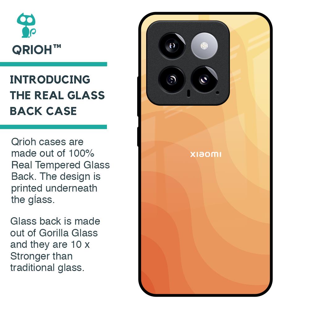 Orange Curve Pattern Glass Case for Mi 14