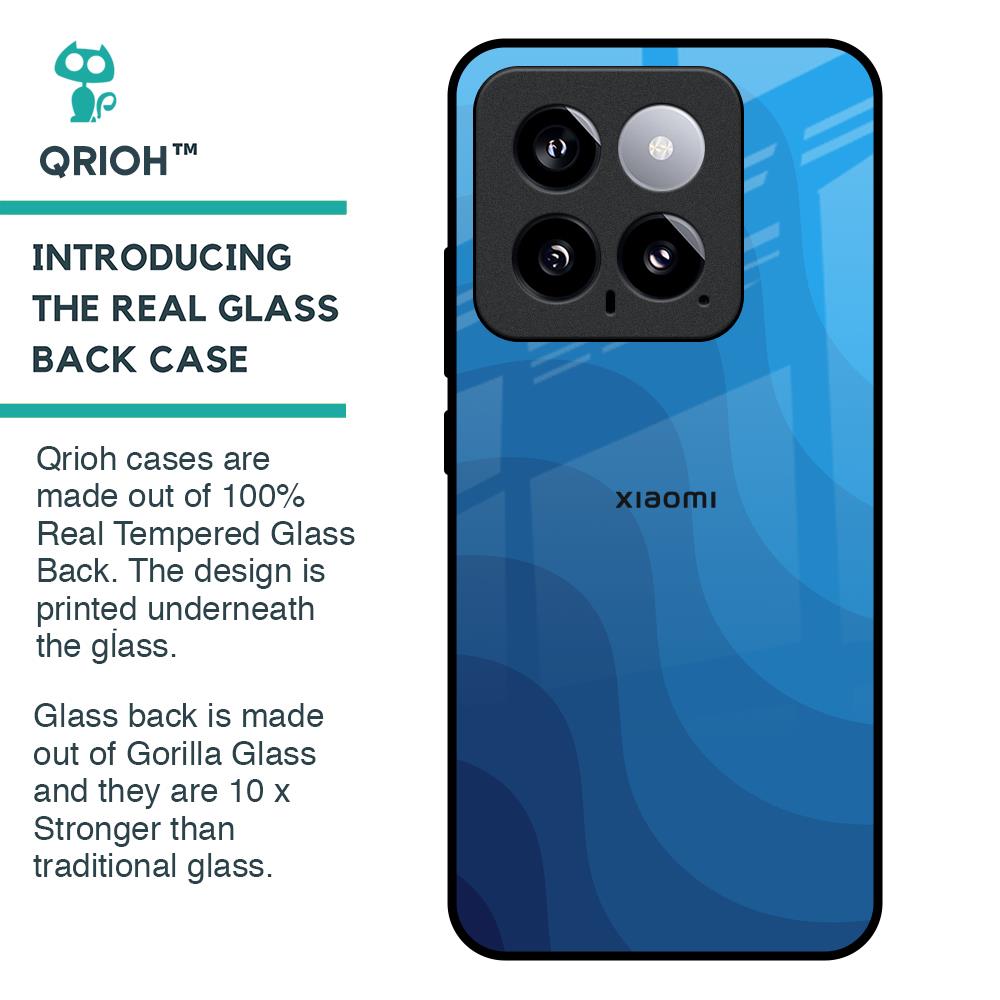 Blue Wave Abstract Glass Case for Mi 14