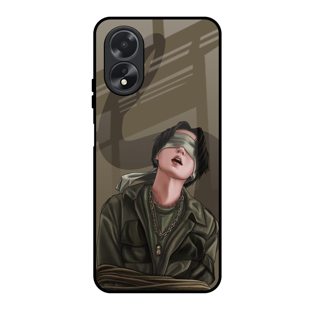 Blind Fold Oppo A18 Glass Back Cover Online
