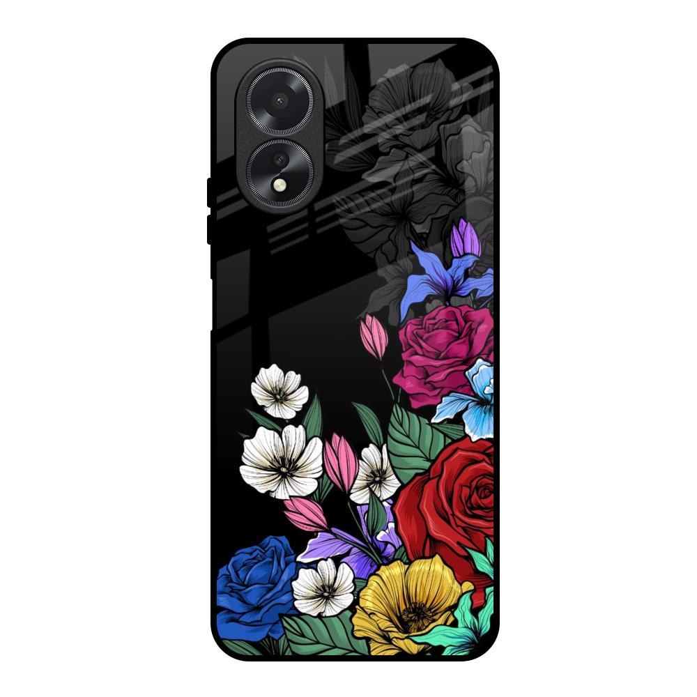Rose Flower Bunch Art Oppo A18 Glass Back Cover Online