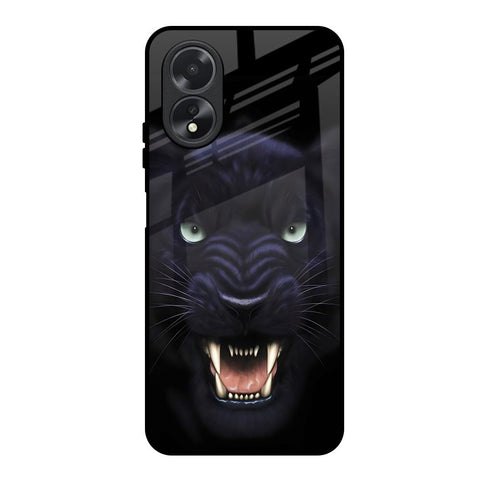 Angry Black Leopard Oppo A18 Glass Back Cover Online