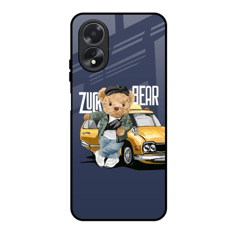 Adventurous Bear Oppo A18 Glass Back Cover Online