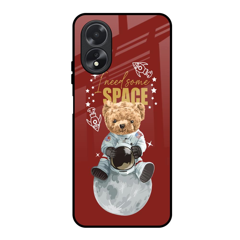 Astronaut Bear Oppo A18 Glass Back Cover Online