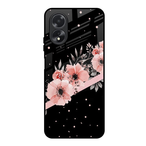 Floral Black Band Oppo A18 Glass Back Cover Online