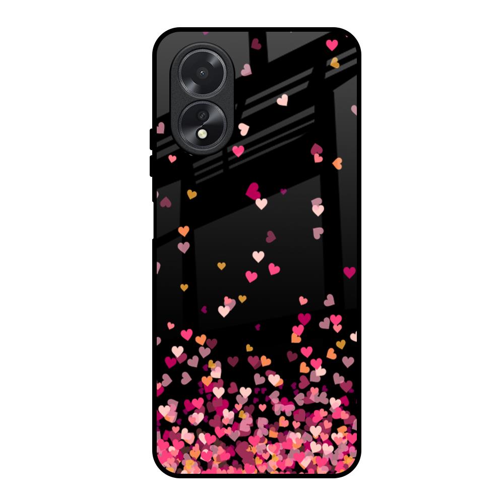 Heart Rain Fall Oppo A18 Glass Back Cover Online