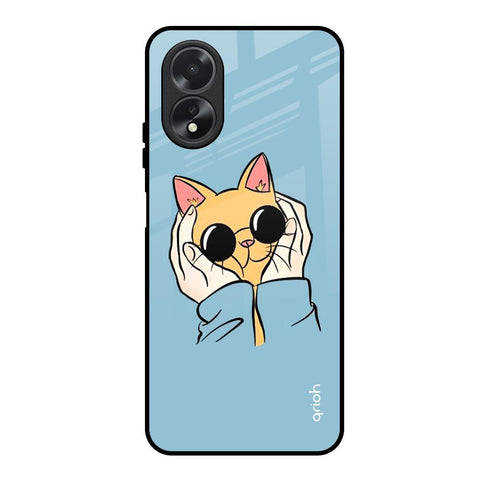 Adorable Cute Kitty Oppo A18 Glass Back Cover Online