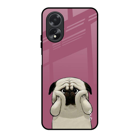 Funny Pug Face Oppo A18 Glass Back Cover Online