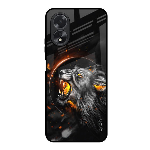 Aggressive Lion Oppo A18 Glass Back Cover Online
