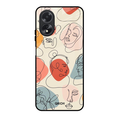 Abstract Faces Oppo A18 Glass Back Cover Online
