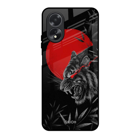 Red Moon Tiger Oppo A18 Glass Back Cover Online