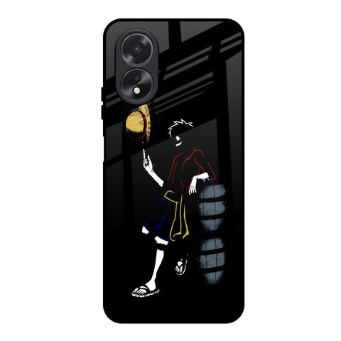 Luffy Line Art Oppo A18 Glass Back Cover Online