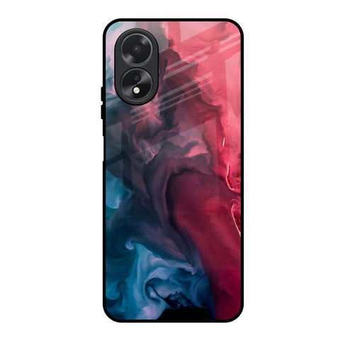 Blue & Red Smoke Oppo A18 Glass Back Cover Online