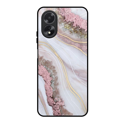Pink & Gold Gllitter Marble Oppo A18 Glass Back Cover Online