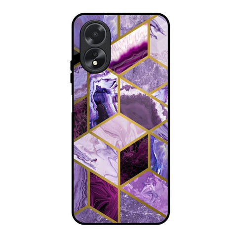 Purple Rhombus Marble Oppo A18 Glass Back Cover Online