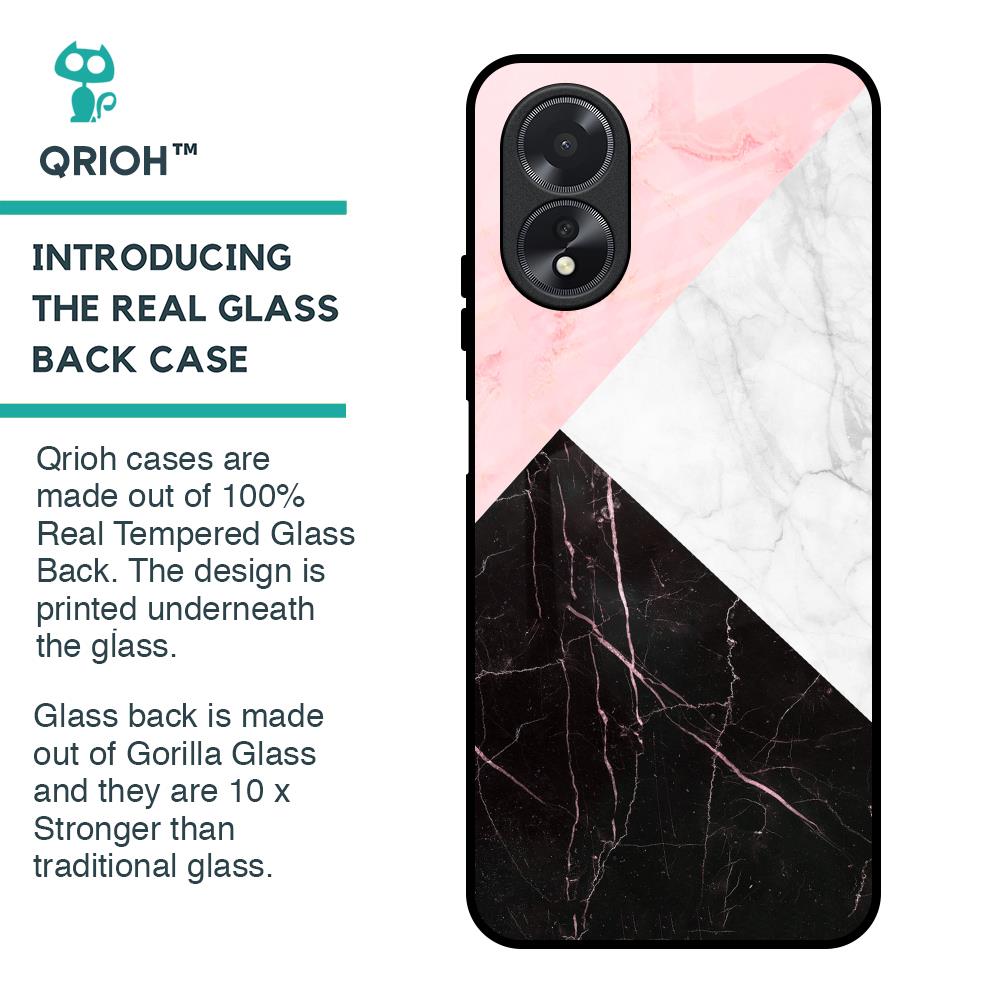 Marble Collage Art Glass Case For Oppo A18