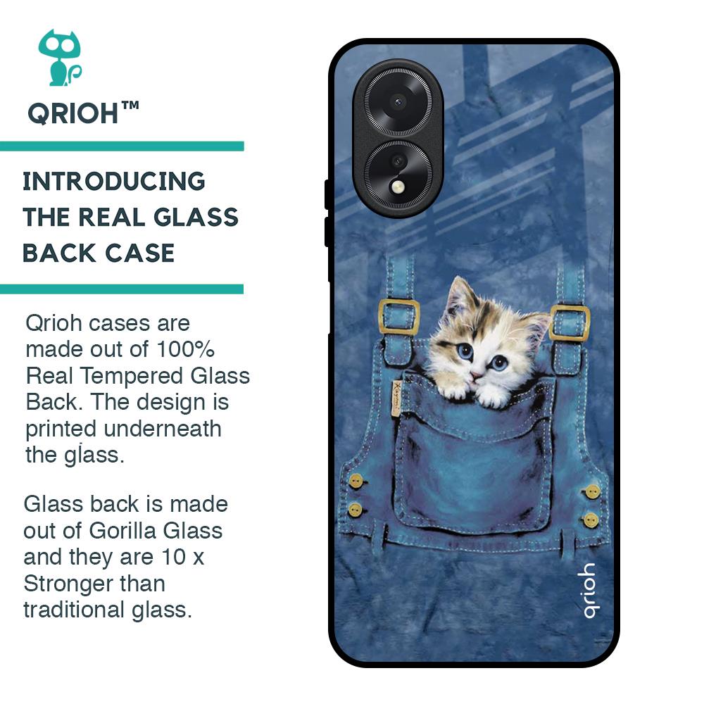 Kitty In Pocket Glass Case For Oppo A18