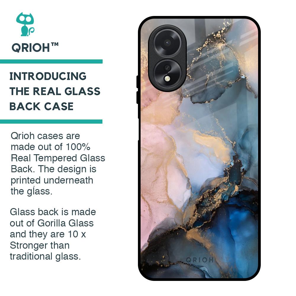 Marble Ink Abstract Glass Case for Oppo A18