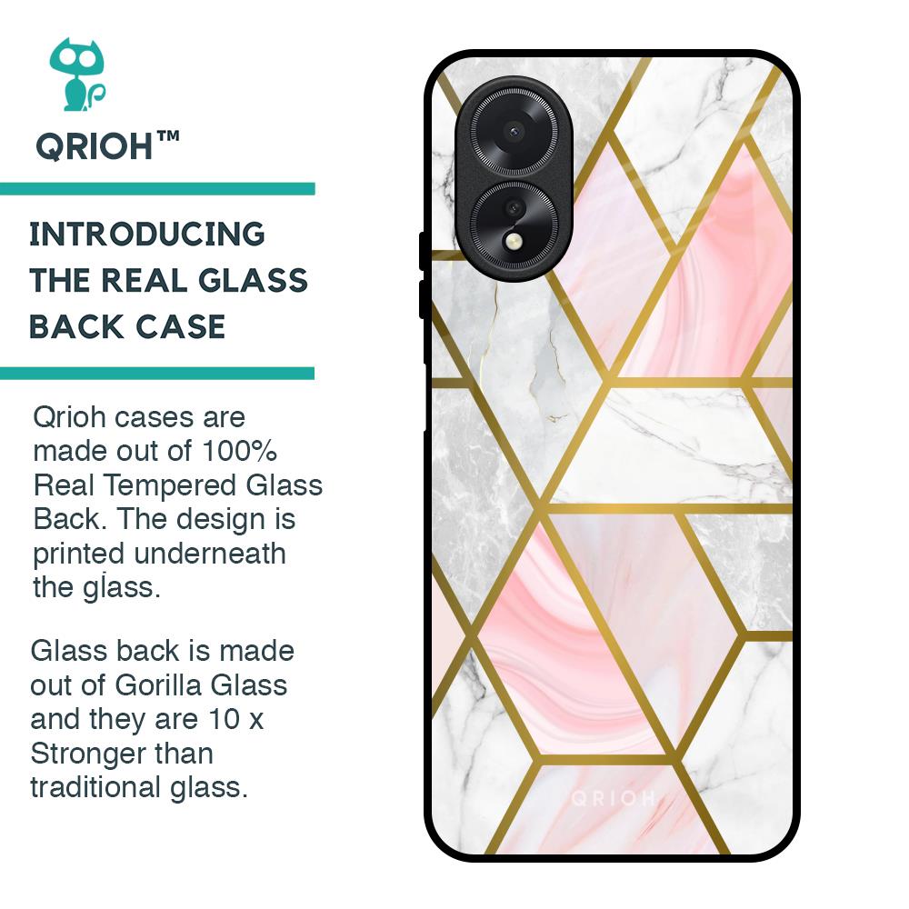 Geometrical Marble Glass Case for Oppo A18