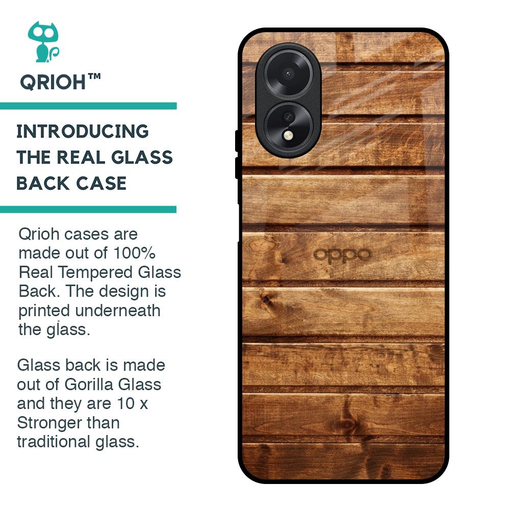 Wooden Planks Glass Case for Oppo A18