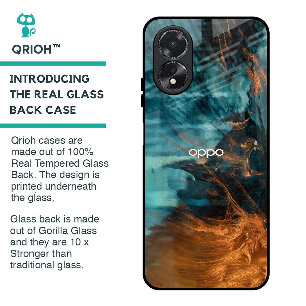 Golden Splash Glass Case for Oppo A18