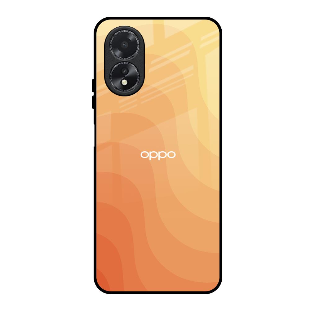 Orange Curve Pattern Oppo A38 Glass Back Cover Online