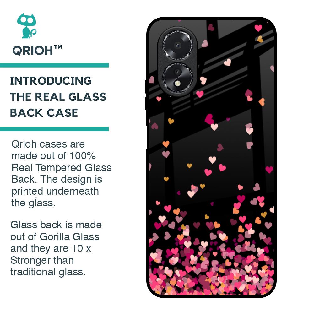 Heart Rain Fall Glass Case For Oppo A38