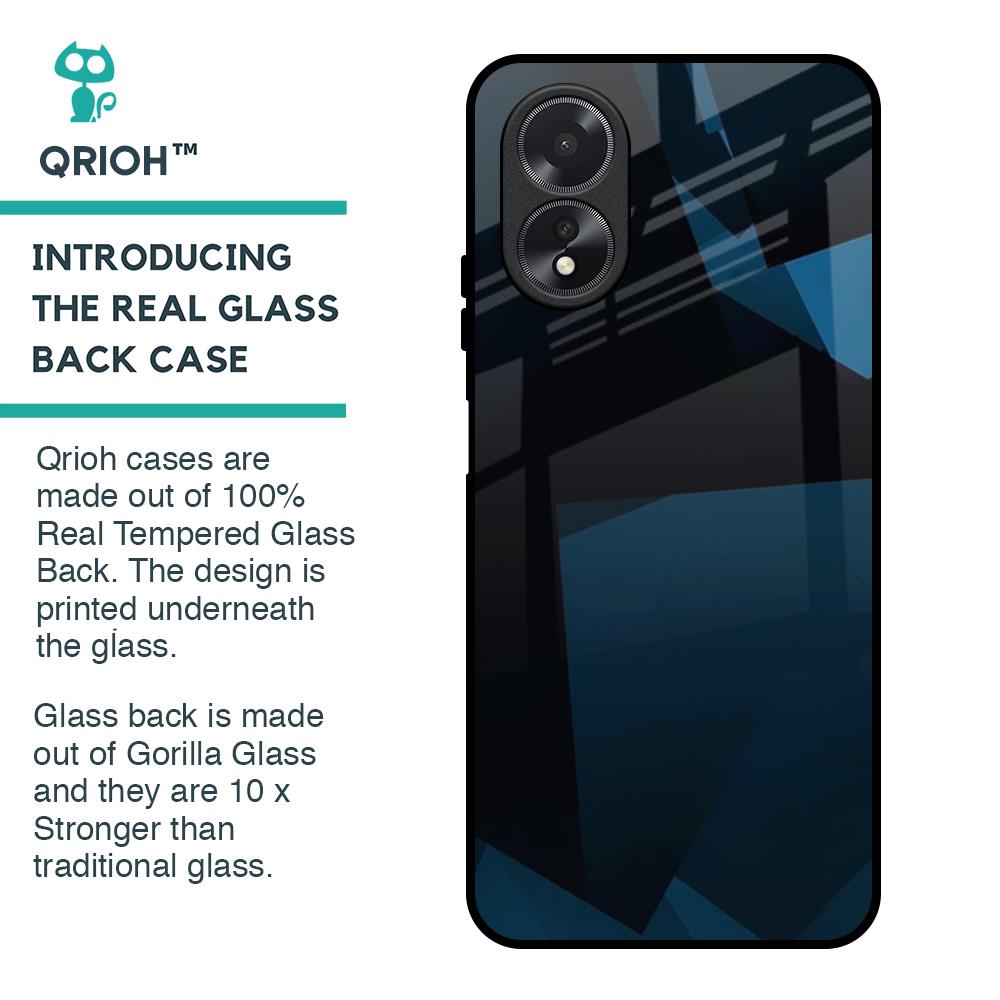 Polygonal Blue Box Glass Case For Oppo A38