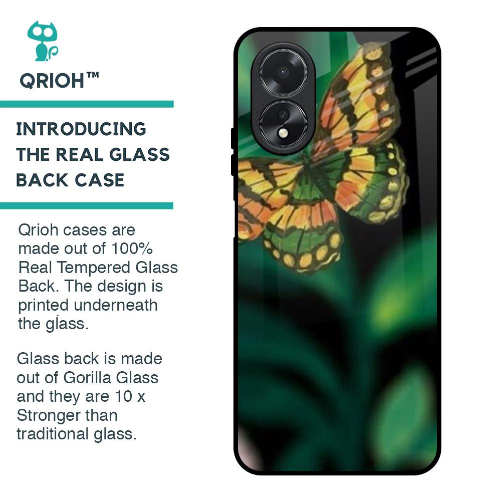 Flowers & Butterfly Glass Case for Oppo A38