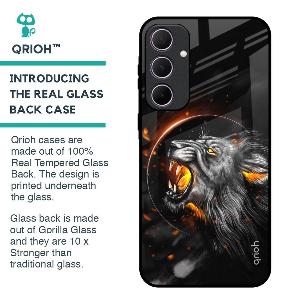 Aggressive Lion Glass Case for Samsung Galaxy A35 5G