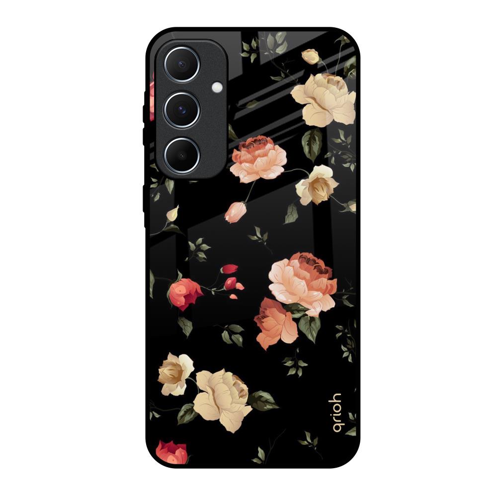 Black Spring Floral Samsung Galaxy A55 5G Glass Back Cover Online