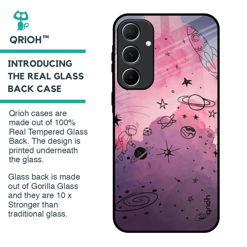Space Doodles Glass Case for Samsung Galaxy A55 5G