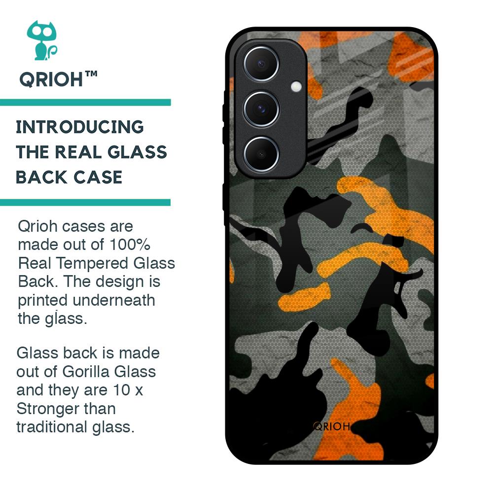 Camouflage Orange Glass Case For Samsung Galaxy A55 5G