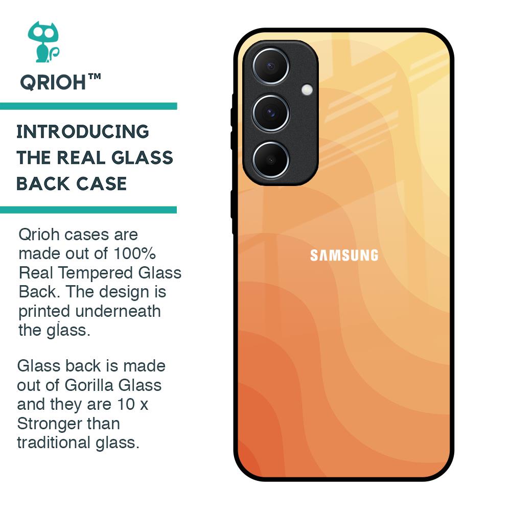 Orange Curve Pattern Glass Case for Samsung Galaxy A55 5G
