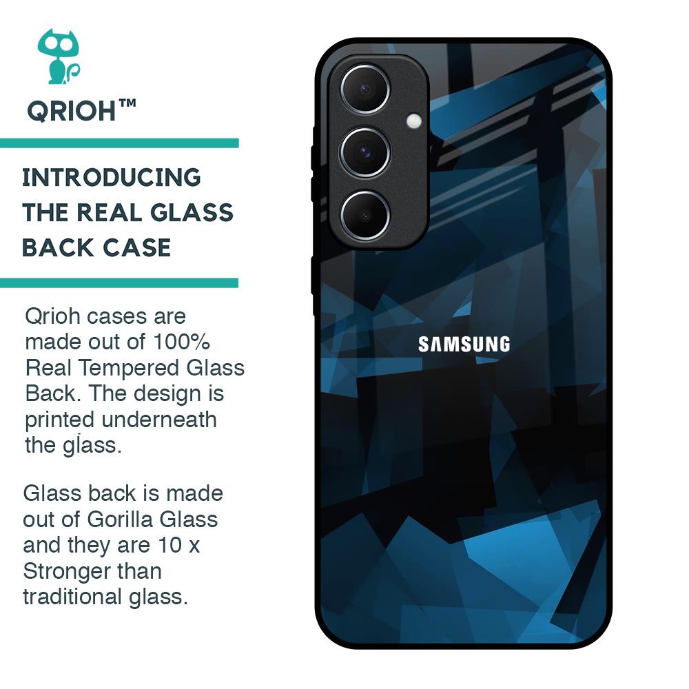 Polygonal Blue Box Glass Case For Samsung Galaxy A55 5G