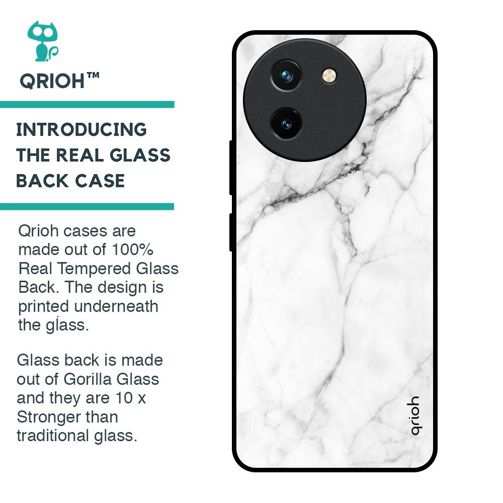 Modern White Marble Glass Case for Vivo T3X 5G