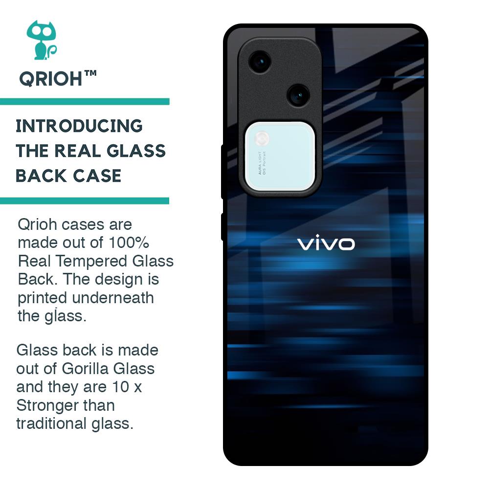 Blue Rough Abstract Glass Case for Vivo V30 5G