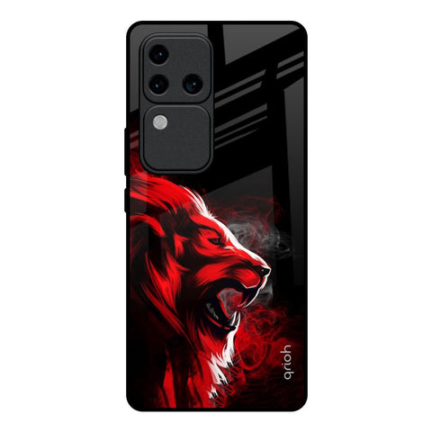 Red Angry Lion Vivo V30 Pro 5G Glass Back Cover Online