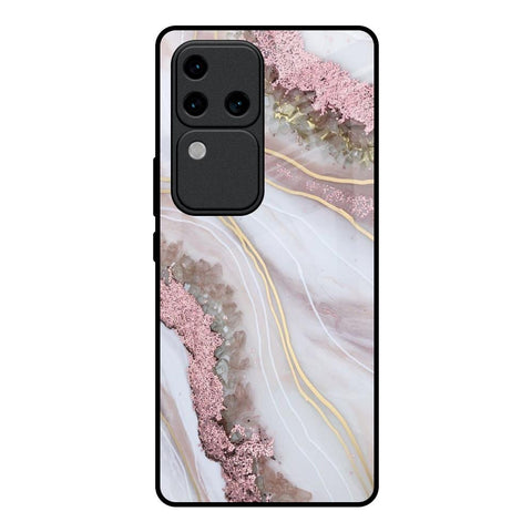 Pink & Gold Gllitter Marble Vivo V30 Pro 5G Glass Back Cover Online