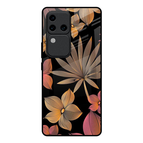 Lines Pattern Flowers Vivo V30 Pro 5G Glass Back Cover Online