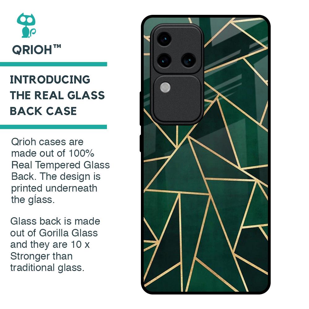 Abstract Green Glass Case For Vivo V30 Pro 5G