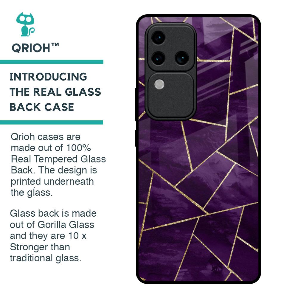 Geometric Purple Glass Case For Vivo V30 Pro 5G