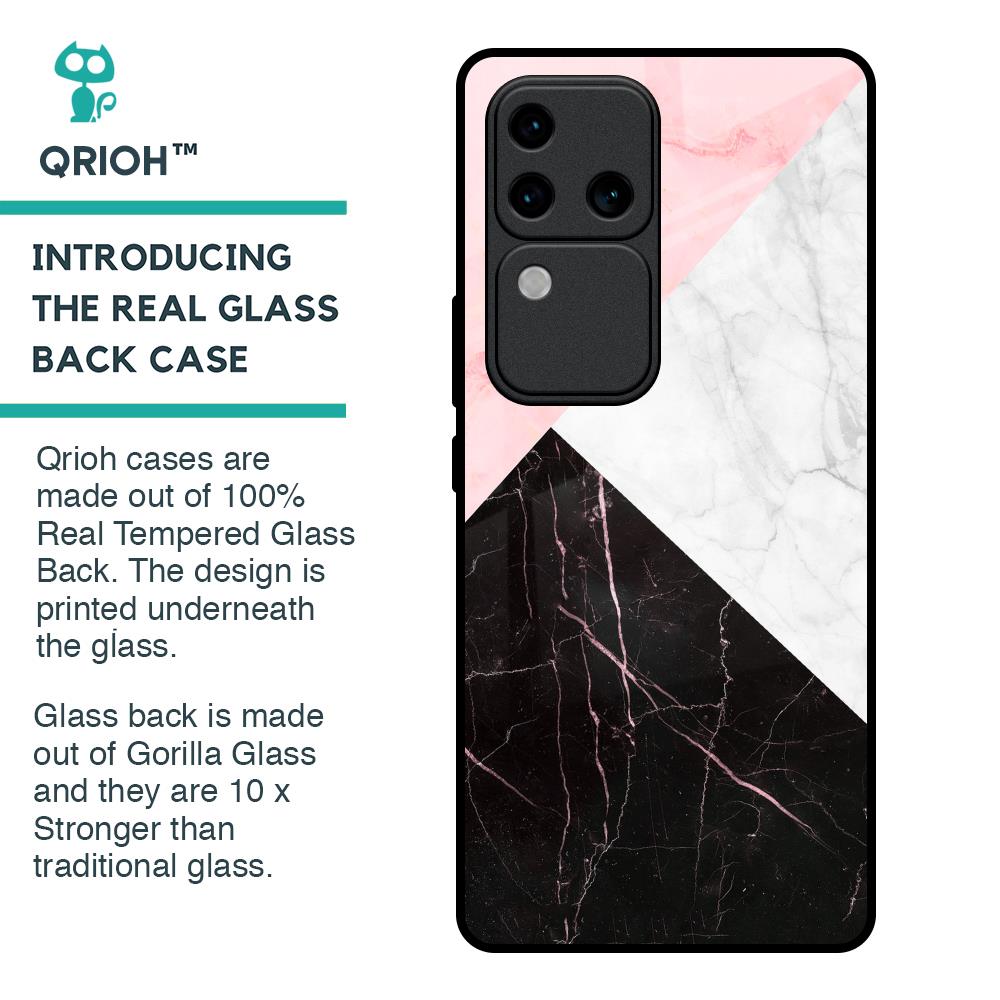 Marble Collage Art Glass Case For Vivo V30 Pro 5G