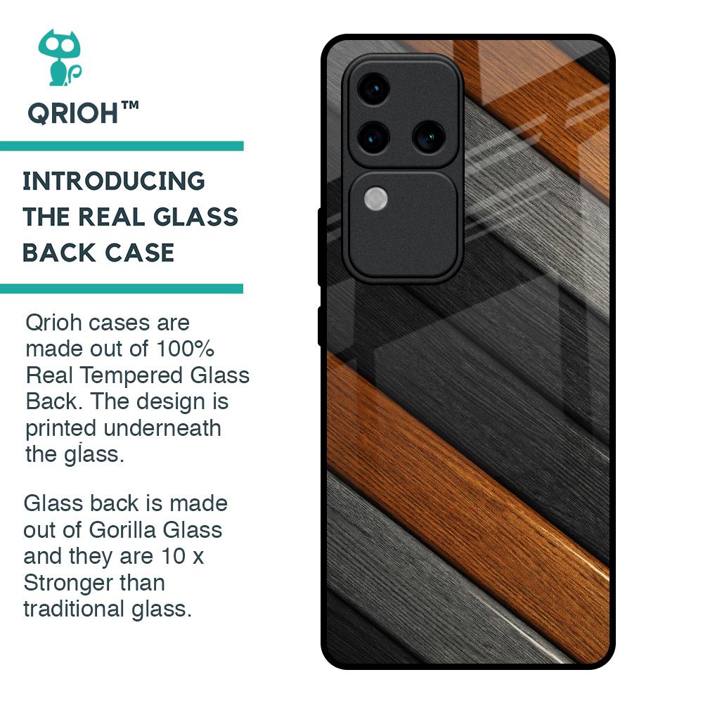 Tri Color Wood Glass Case for Vivo V30 Pro 5G