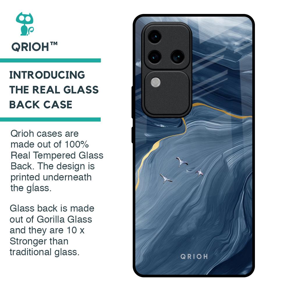 Deep Ocean Marble Glass Case for Vivo V30 Pro 5G